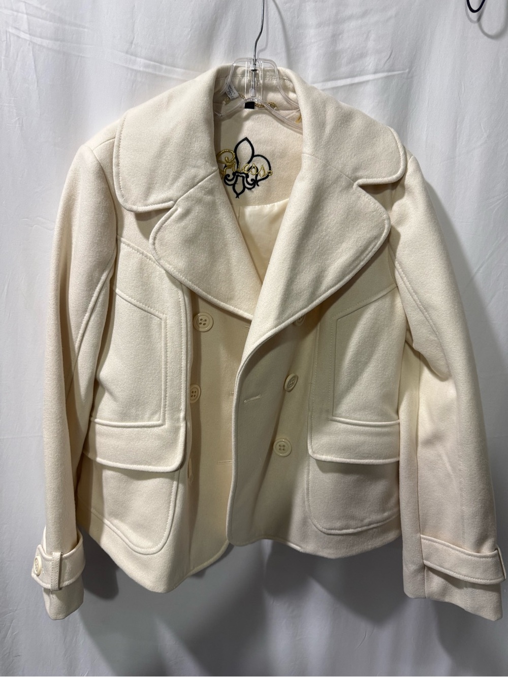 Guess Cream Double-Breasted Peacoat